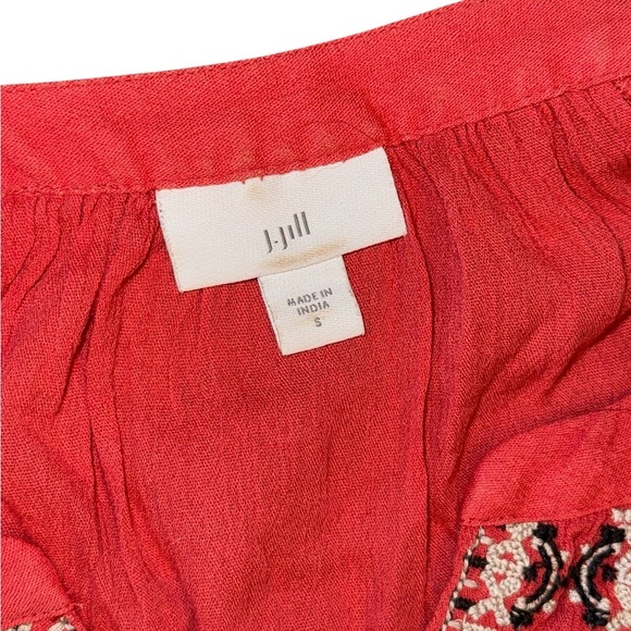 J. Jill Women's Coral Embroidered Boho Top - Picture 5 of 6